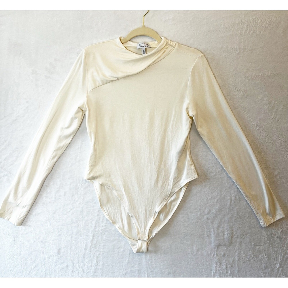 & Other Stories Cowl Neck Bodysuit Womens L Cream Minimalist Capsule Work Office